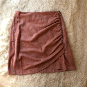 Soprano Ruched Faux Suede Miniskirt